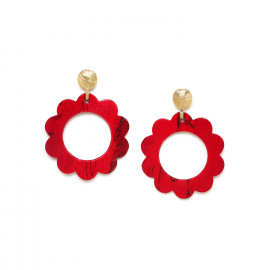boucles d'oreilles poussoir fleur rouge cerise "Dako" - Nature Bijoux