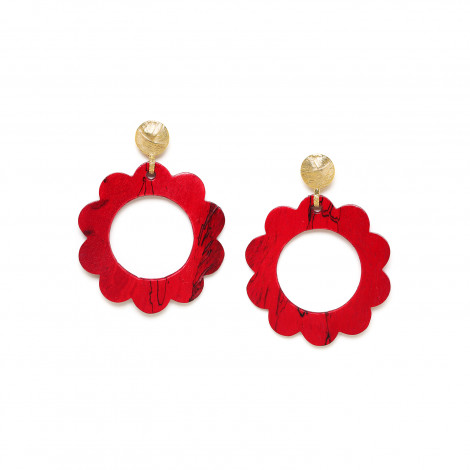 red flower post earrings "Dako"