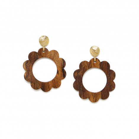 brown flower post earrings "Dako"