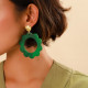 boucles d'oreilles poussoir fleur vert impérial "Dako" - Nature Bijoux
