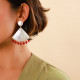 boucles d'oreilles poussoir triangle perles bois rouge cerise "Riviera" - Nature Bijoux