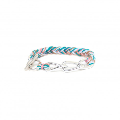 MIAMI bracelet tresse bleue ciel & chaine argentée "Les complices"
