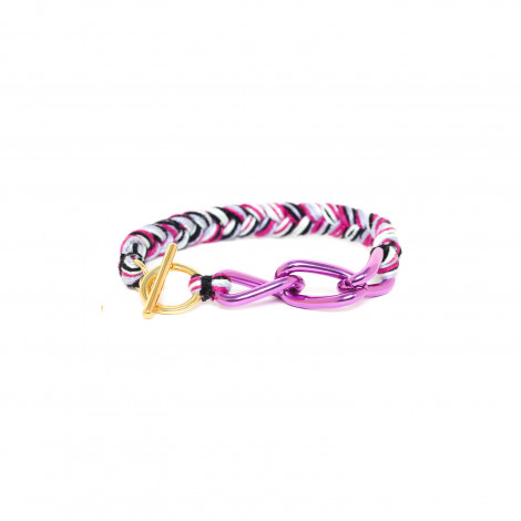 MIAMI bracelet tresse fuchsia et chaine violette "Les complices"