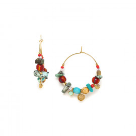SAMARA boucles d'oreilles créoles perles rouges et turquoises "Les inseparables" - Franck Herval