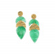 DOLI inverted drop dangle post earrings green "Les radieuses" - Franck Herval