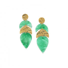 DOLI inverted drop dangle post earrings green "Les radieuses" - Franck Herval