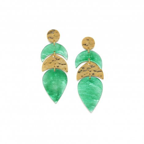 DOLI inverted drop dangle post earrings green "Les radieuses"
