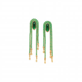 DIVA crytallized oval post earrings green "Les radieuses" - Franck Herval