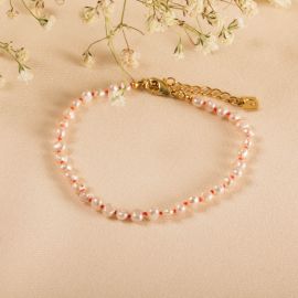 BOUNTY bracelet perles d'eau douce noeuds fuchsia - Olivolga Bijoux