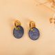 LINDA boucles d'oreilles créoles pendentif oval Lapis lazuli - Olivolga Bijoux