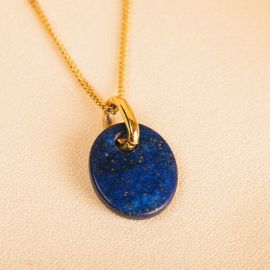 LINDA collier pendentif oval Lapis lazuli - Olivolga Bijoux