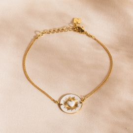 MON COEUR bracelet médaillon coeur écru - Olivolga Bijoux