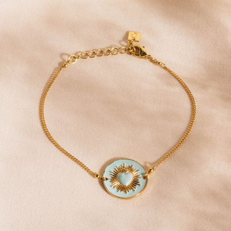 MON COEUR bracelet médaillon coeur bleu