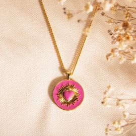 MON COEUR heart pendant necklace FUCHSIA - Olivolga Bijoux