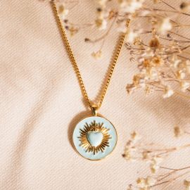 MON COEUR heart pendant necklace BLUE - Olivolga Bijoux