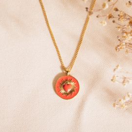 MON COEUR collier médaillon coeur rouge - Olivolga Bijoux
