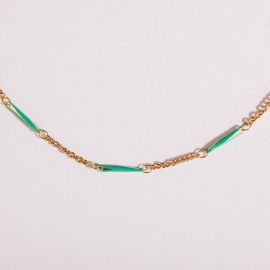 GRACIA collier chaine émaillée verte S - Olivolga Bijoux