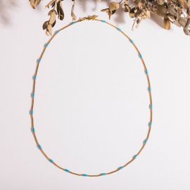 GRACIA collier chaine émaillée bleue L - Olivolga Bijoux