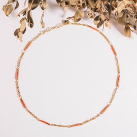 GRACIA collier chaine émaillée orange S - Olivolga Bijoux