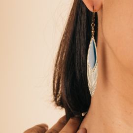 Boucles d'oreilles bleu prusse MASQUES - Amélie Blaise