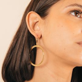 Boucles d'oreilles dormeuses rondes dorées XL - Amélie Blaise