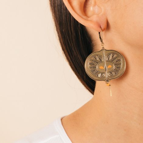 Petite Pomme brass earrings