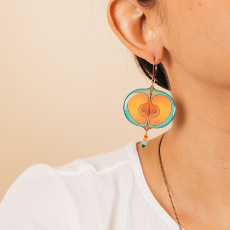 Petite Pomme brass image earrings