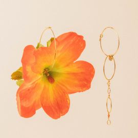 Orange Anemone Asymmetrical Earrings - Rosekafé