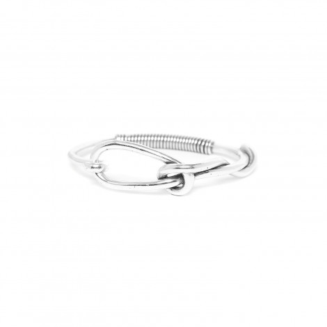 silvered spring rigid bracelet "Accostage"