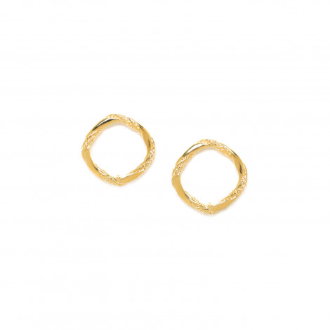boucles d'oreilles poussoir anneau doré à l'or fin "Braids"