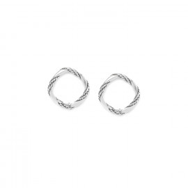 ring silvered post earrings "Braids" - Ori Tao