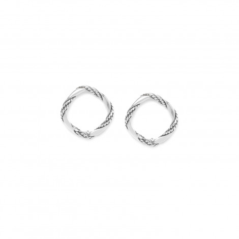 ring silvered post earrings "Braids"