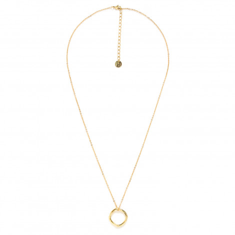 collier long pendentif anneau doré à l'or fin "Braids"