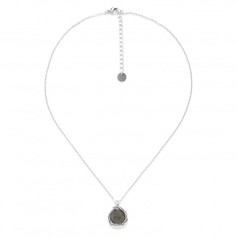 silvered short necklace with shell pendant "Braids"