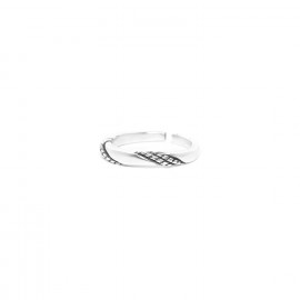 silvered adjustable ring "Braids" - Ori Tao