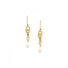 hook earrings with pearl golden "Brooklyn" - Ori Tao