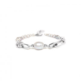 silvered adjustable bracelet centered bead "Brooklyn" - Ori Tao