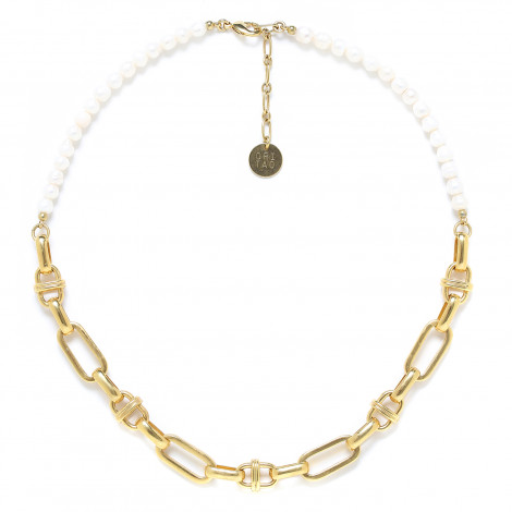 white pearl short necklace golden "Brooklyn"