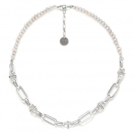 silvered short pearl necklace "Brooklyn"
