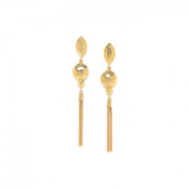 golden long post earrings with tassel "Castella" - Ori Tao