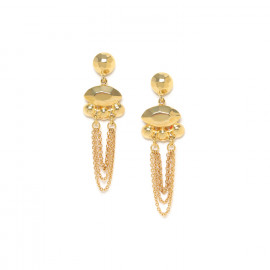 small golden post earrings with chains "Castella" - Ori Tao