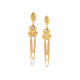 XL golden post earrings with chain "Castella" - Ori Tao