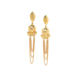 boucles d'oreilles poussoir chaine dorée grand modèle "Castella" - Ori Tao