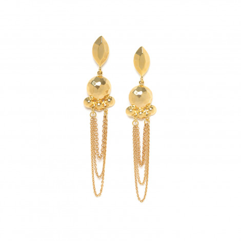 XL golden post earrings with chain "Castella"