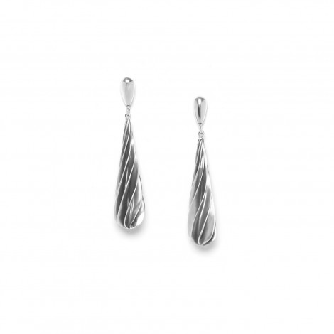 silvered drop post earrings "En vrille"