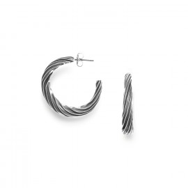 boucles d'oreilles créoles métal argenté "En vrille" - Ori Tao