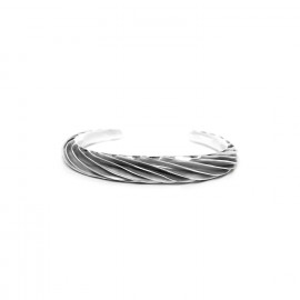 silvered rigid bracelet "En vrille" - Ori Tao