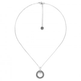 collier court pendentif anneau métal argenté "Enzo" - Ori Tao