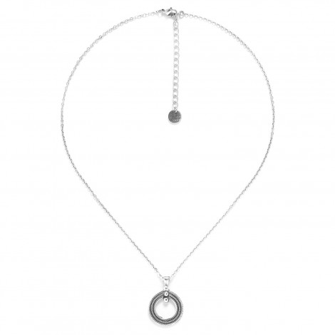 collier court pendentif anneau métal argenté "Enzo"
