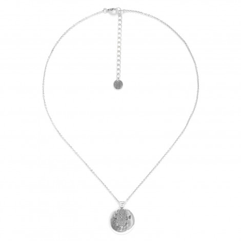 collier petit pendentif métal argenté "Manta"